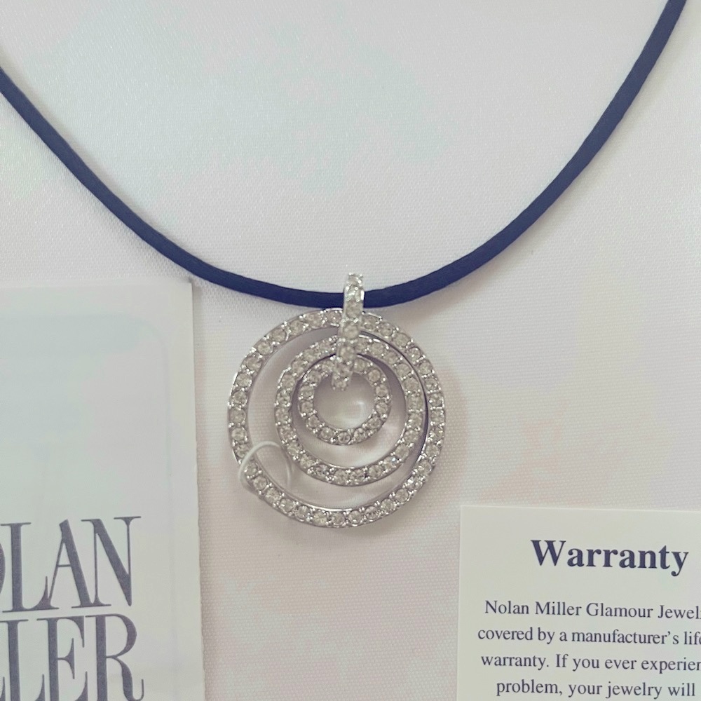 Nolan Miller Silver Diamond and Black chord Pendant Necklace